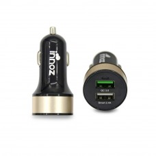 Innoz® XQ2 2-Port Quick Charge 3.0 USB Car Charger - Black-Gold